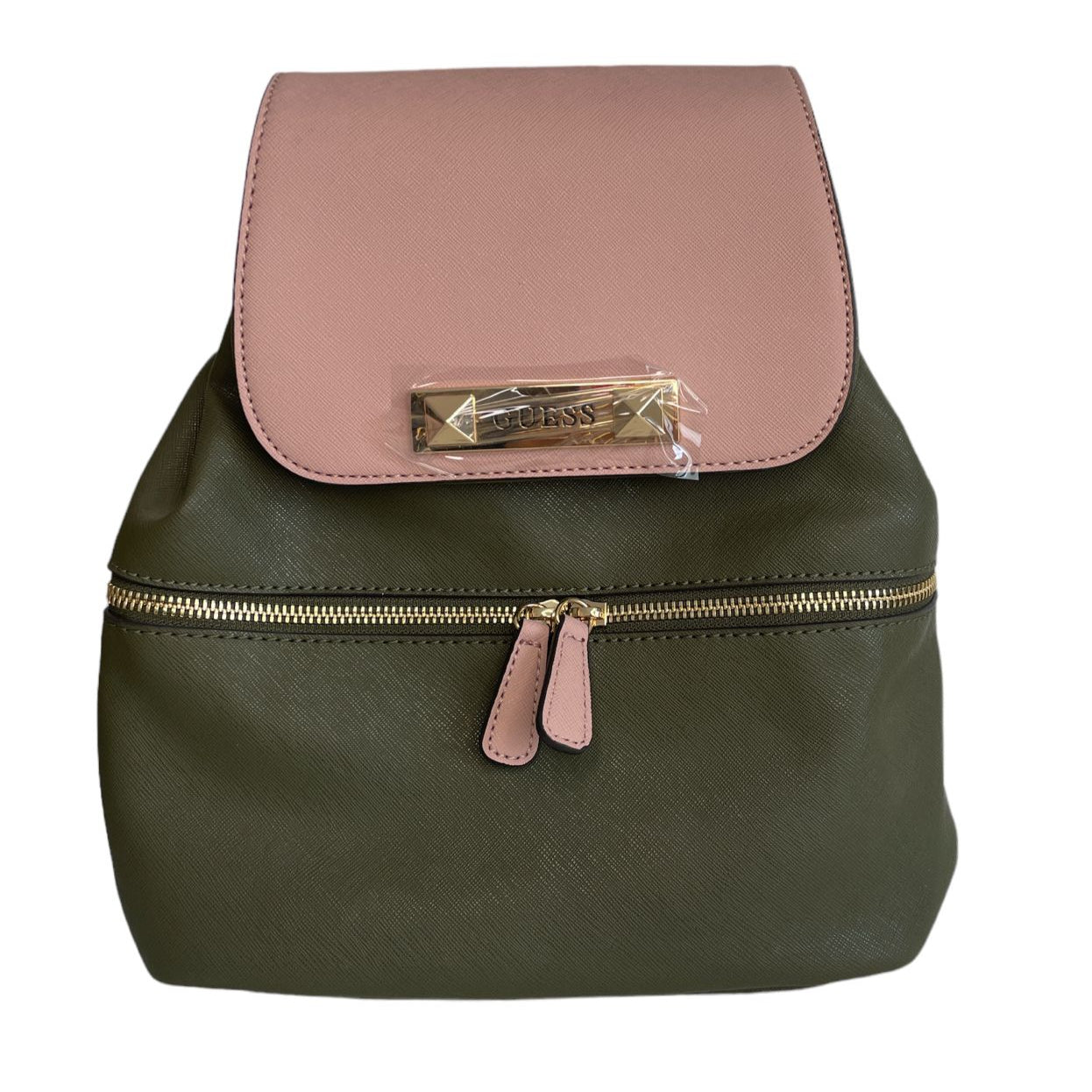 Mochila Guess Verde Militar con Rosa